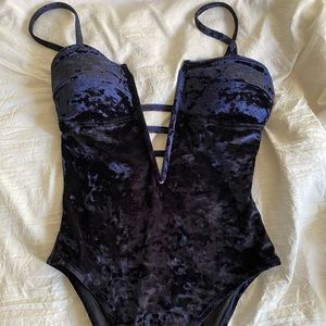 Midnight blue velvet swimsuit